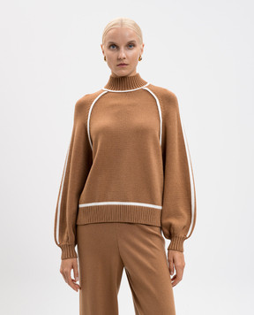 Twinset Коричневий светр з окантуванням 252LI3NCC