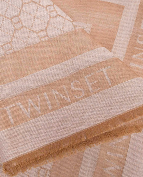 Twinset Бежевый платок с узором эмблемы 252TA4230