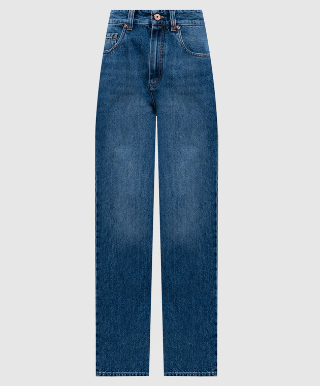 【近年モデル☆美品】BRUNELLO CUCINELLI デニム レザー 青 M Brunello Cucinelli - Синие джинсы с эффектом потертости с цепочкой