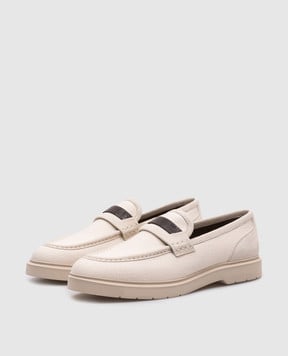 Brunello Cucinelli Бежевые лоферы с цепочкой мониль MZ12G2956