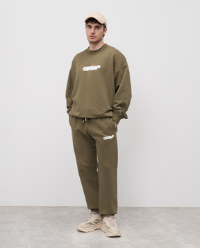 Off-White Зеленый свитшот с принтом логотипа OMBA054S25FLE004