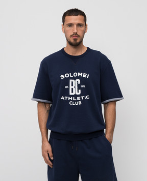 Brunello Cucinelli Синяя футболка с принтом MN05N3378G
