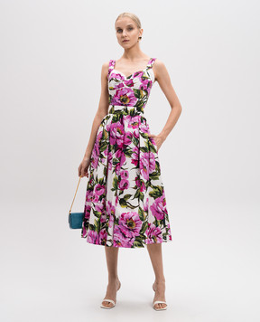 Dolce&Gabbana Белый топ-бюстье в цветочный принт. F7W98THS5S3