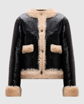 Gucci Черная дубленка с эффектом жатки 16588Y