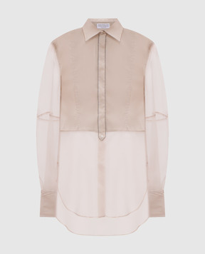 Brunello Cucinelli Бежева блуза з шовком з ланцюжком моніль M0091MQ406