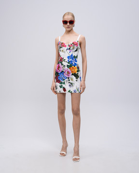 Dolce&Gabbana Біла сукня-бюстьє в квітковий принт з логотипом F6JJXTFSRQK