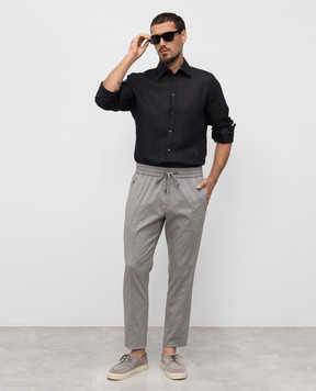 Dolce&Gabbana Чорна сорочка з льону G5MM4ZFU4MH
