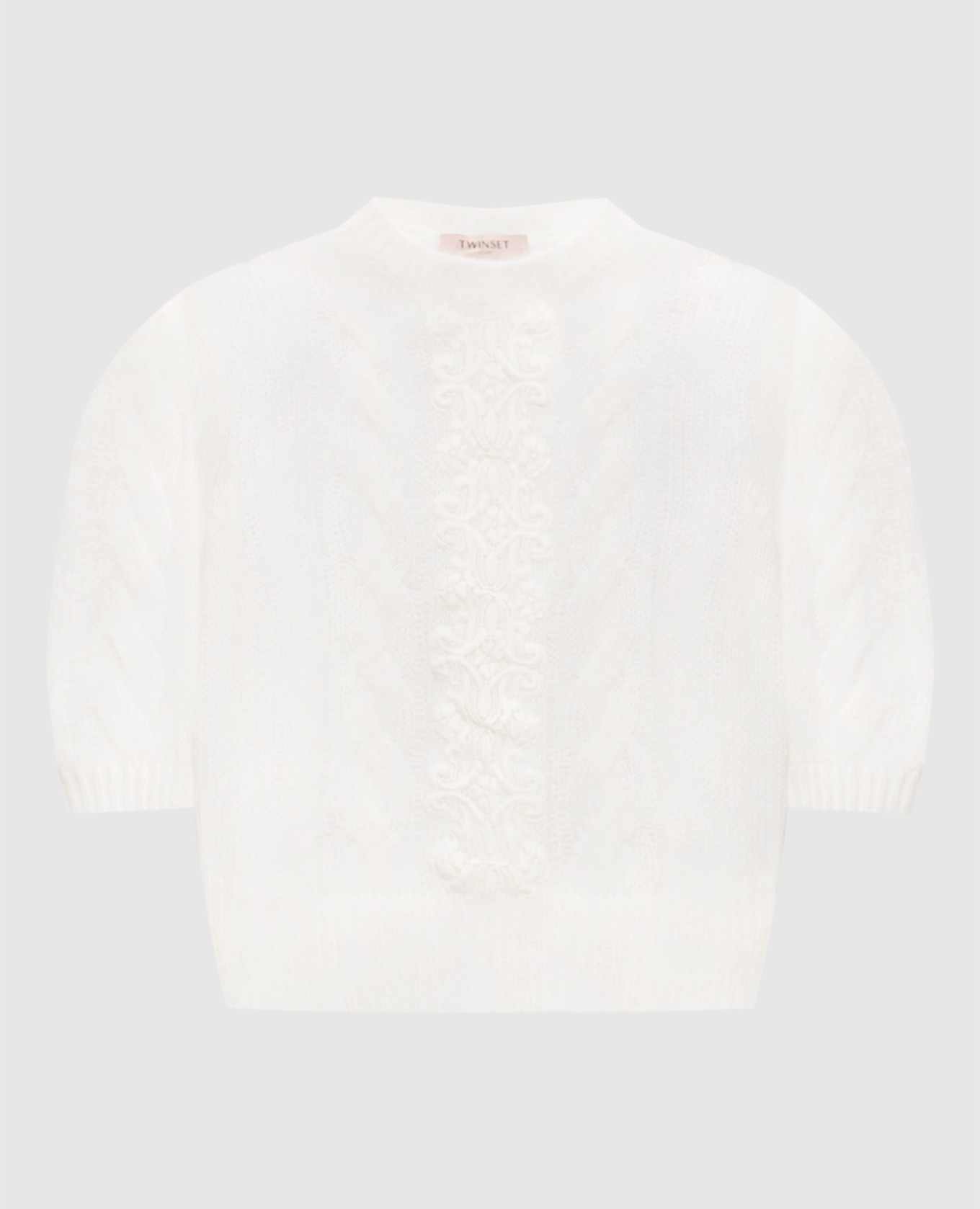 

Белый топ с шерстью с кружевом, Топы