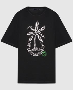 Dolce&Gabbana Чорна футболка з принтом banana tree G8PN9TG7K1V