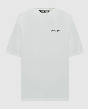 Palm Angels Біла футболка з контрастною вишивкою логотипа PMAA089S24JER001