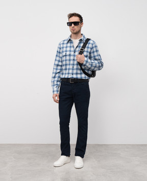 Tom Ford Синие вельветовые штаны слим с патчем логотипа DPS001DMC033F23