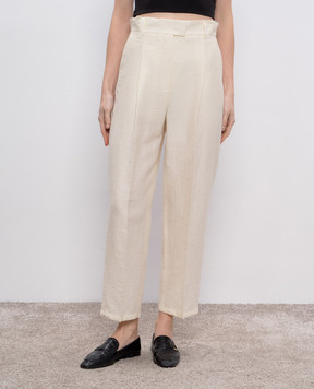 Max Mara Бежеві штани EFEDRA з льоном та шовком EFEDRA