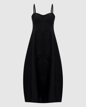 Jil Sander Чорна сукня міді з шовком J04CT0113J70013