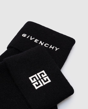 Givenchy Чорні рукавички з вовни і кашеміру з логотипом GVGUANU7731