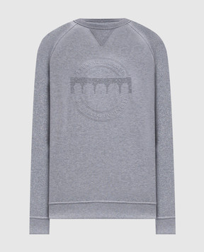 Brunello Cucinelli Серый меланжевый свитшот с принтом Eternal Balance MM8369017G