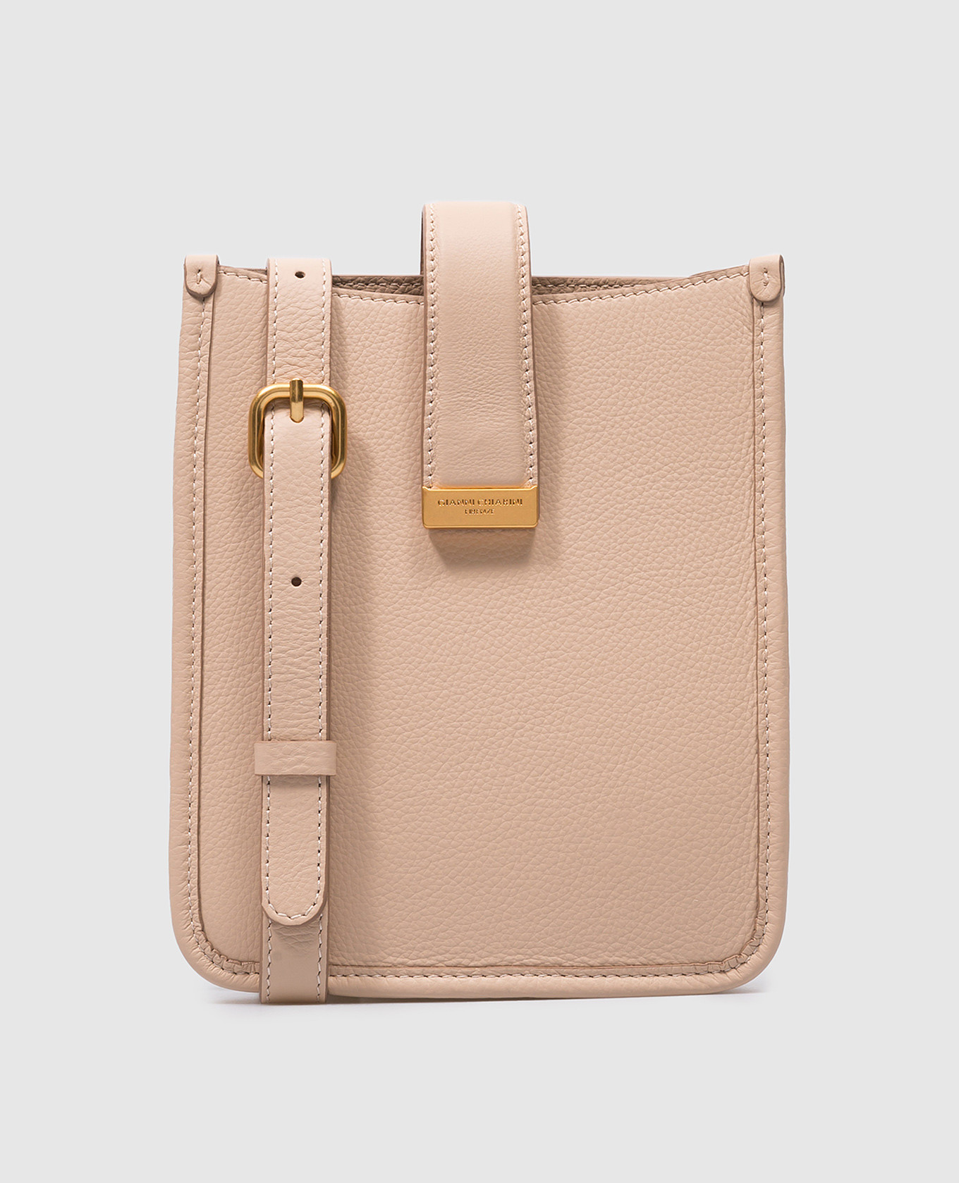 Caterina beige leather bag with logo engraving