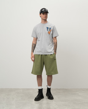Off-White Серая футболка с принтом OMAA027F24JER006