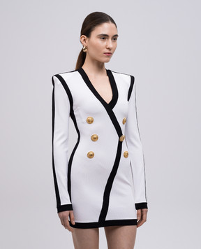 Balmain Белое платье мини с окантовкой EF0R8058KI48
