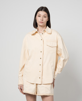 Twinset Бежева сорочка з льоном з мереживом 241TT2300