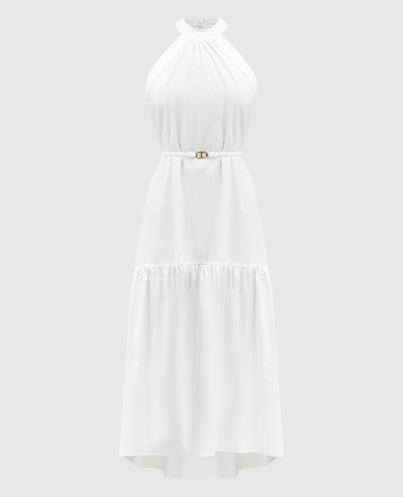 Белое платье миди с кружевом