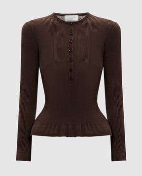Magda Butrym Коричневий джемпер із шовку в рубчик KNITWEAR20SWEATE318725