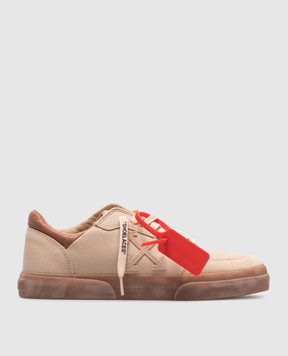 Off-White Бежеві шкіряні кросівки Vulcanized з вінтажним ефектом OMIA293S25LEA002