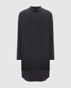 Brunello Cucinelli Серое меланжевое платье из шерсти M0R25A4187