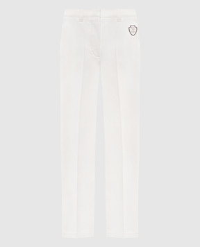 Brunello Cucinelli Белые брюки с нашивкой логотипа MA126P8873