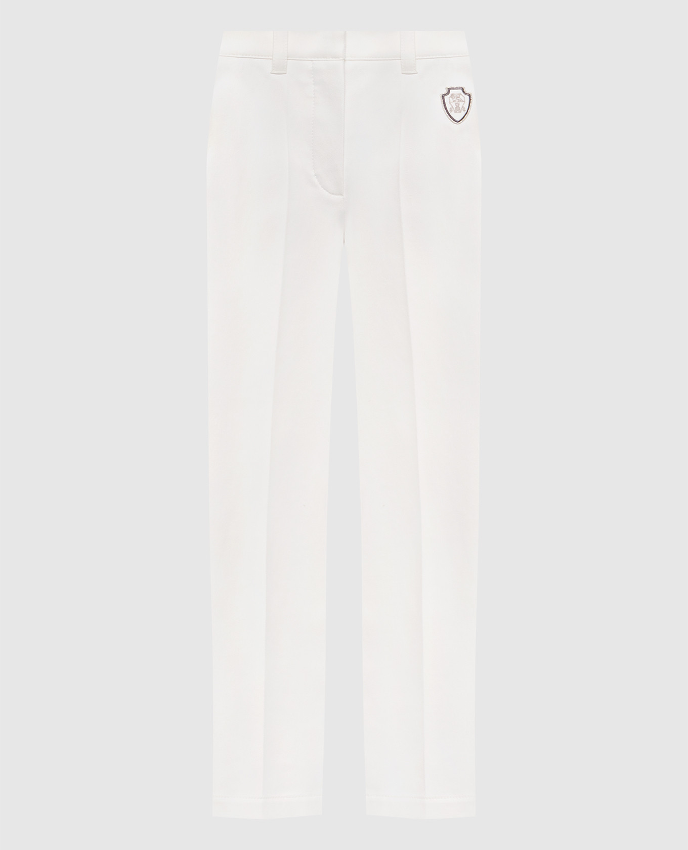 

Белые брюки с нашивкой логотипа, Белый, Зауженные брюки