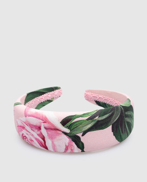 Dolce&Gabbana Детский розовый ободок в принт розы. LB3L54HS5S7