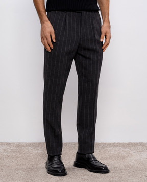 Brunello Cucinelli Серые брюки из шерсти в полоску MD585E1450