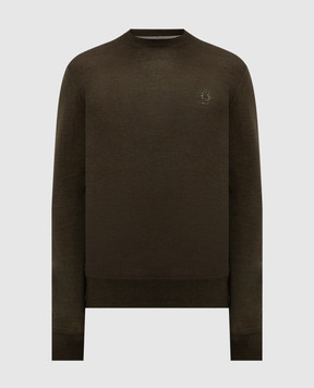 Bally Зеленый джемпер из кашемира и шелка с вышивкой логотипа. M5LRC63KWS013ABF16