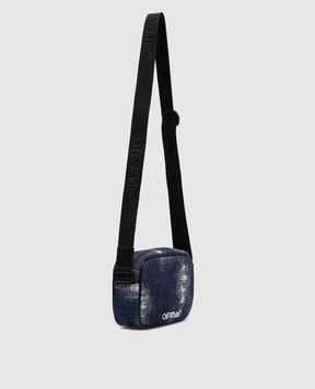 Off-White Синя сумка з візерунком логотипа OMNQ09BC99DEN001