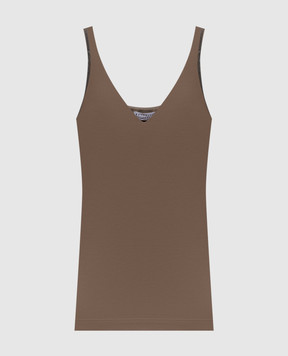 Brunello Cucinelli Коричневий топ з ланцюжком моніль M0T18BA702