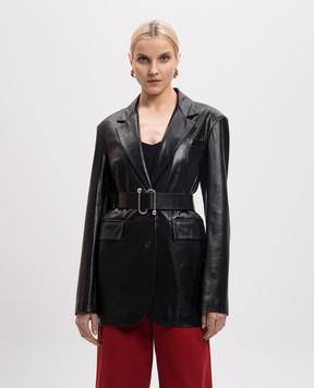 Max Mara Sportmax Черный кожаный жакет TEORIA TEORIA