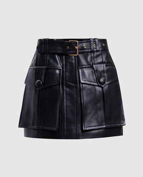 Balmain Чорна шкіряна спідниця з поясом FF1LBA85LD63