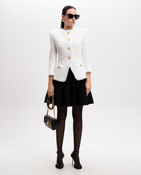 Balmain Белый твидовый жакет с акцентной фурнитурой EF1SK716XC67