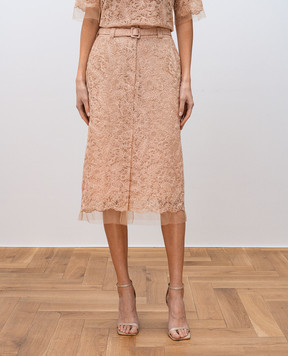 Ermanno Scervino Бежева спідниця-олівець з мережива D462O332OEX