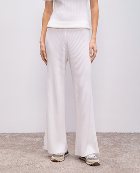 Allude Білі штани кльош з кашеміру в рубчик 25211148