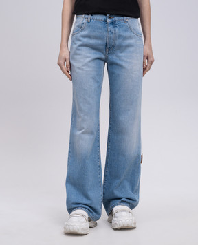Off-White Голубые джинсы-клеш с патчем логотипа OWYA062S25DEN001