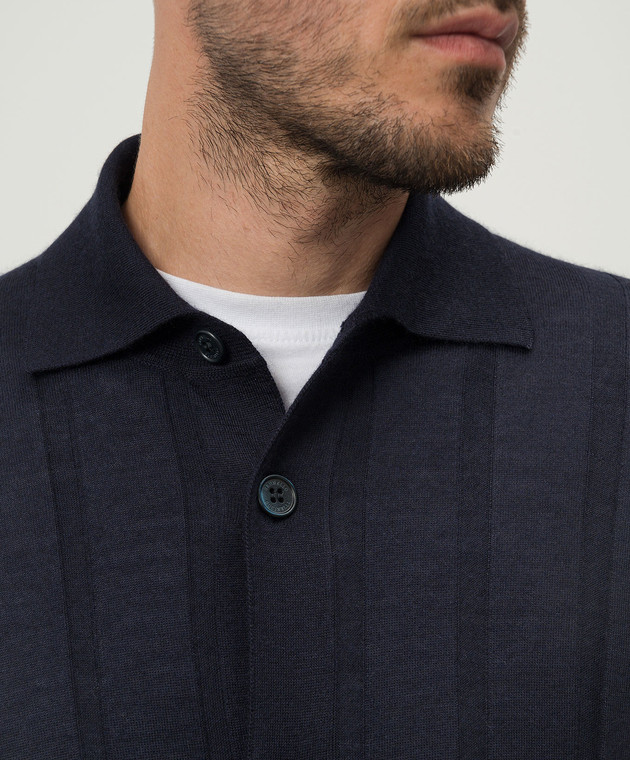 Brunello Cucinelli Синій кардиган з кашеміру і шовку M23805105 зображення 5