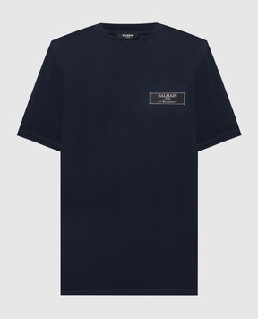 Balmain Голубая футболка с патчем логотипа DH1EG000JB54