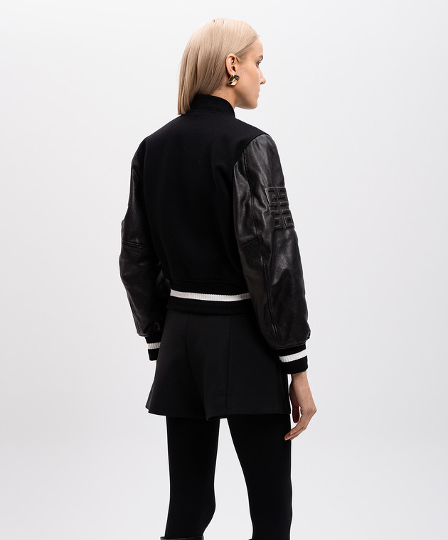 Givenchy Черный комбинированный бомбер с логотипом BW00N0611N изображение 4