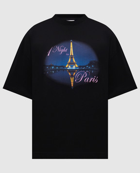 Vetements Черная футболка с принтом 1 Night in Paris UH76TR410Bm