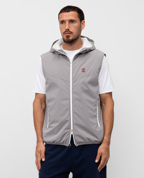 Brunello Cucinelli Серый жилет с вышивкой логотип логотип MM49A7432G