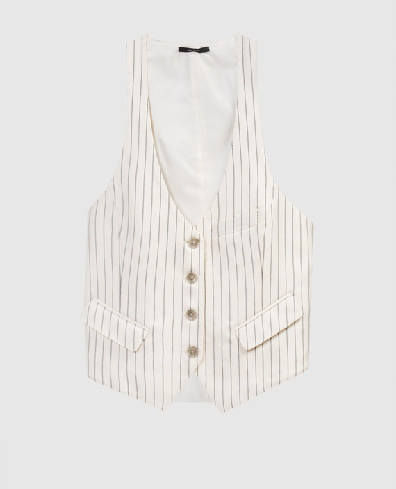 White striped wool and silk waistcoat