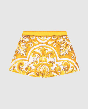 Dolce&Gabbana Дитячі жовті шорти з принтом Майоліка L53Q29FI5JV