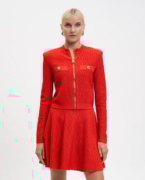 Balmain Червоний кардиган з фактурним візерунком FF0KL078KJ03