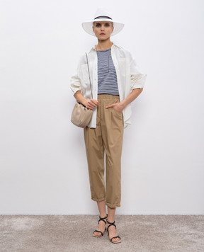Brunello Cucinelli Синя футболка в смужку з ланцюжком моніль ML929HA820
