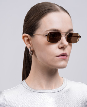 Off-White Золотистые солнцезащитные очки Lynn OERI14HS25MET001